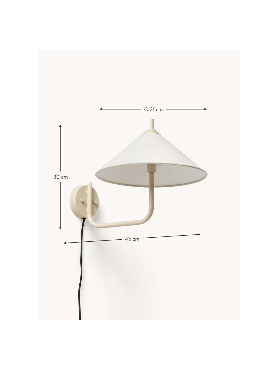 Aplique grande Vica, Pantalla: tejido de lino (100% poli, Off White, beige, Ø 31 x F 45 cm