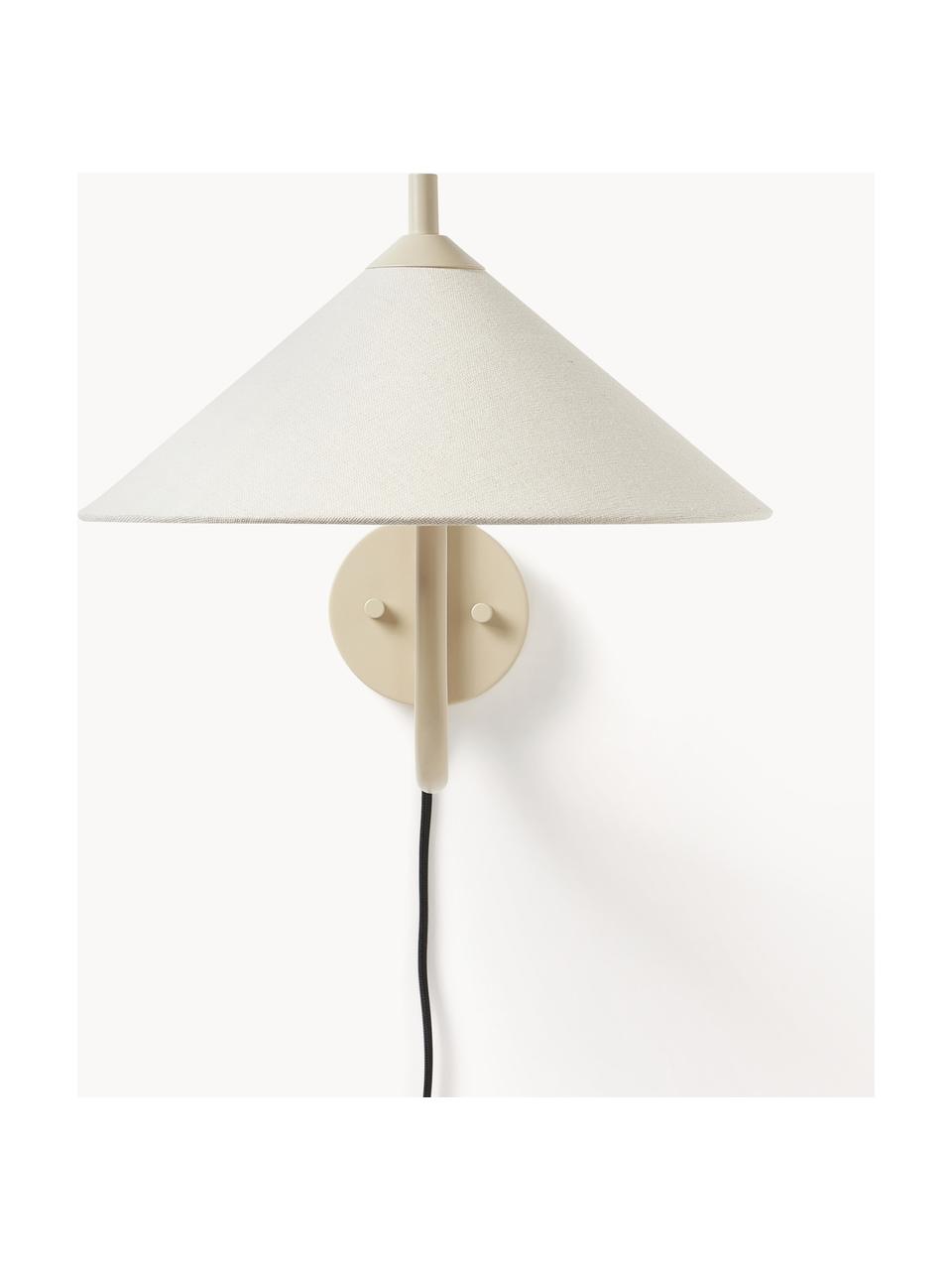 Grote wandlamp Vica, Lampenkap: linnen (100% polyester), Gebroken wit, beige, Ø 31 x D 45 cm