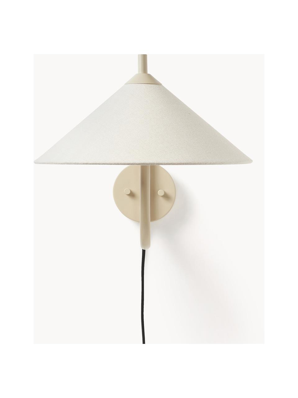 Grote wandlamp Vica, Lampenkap: linnen (100% polyester), Gebroken wit, beige, Ø 31 x D 45 cm