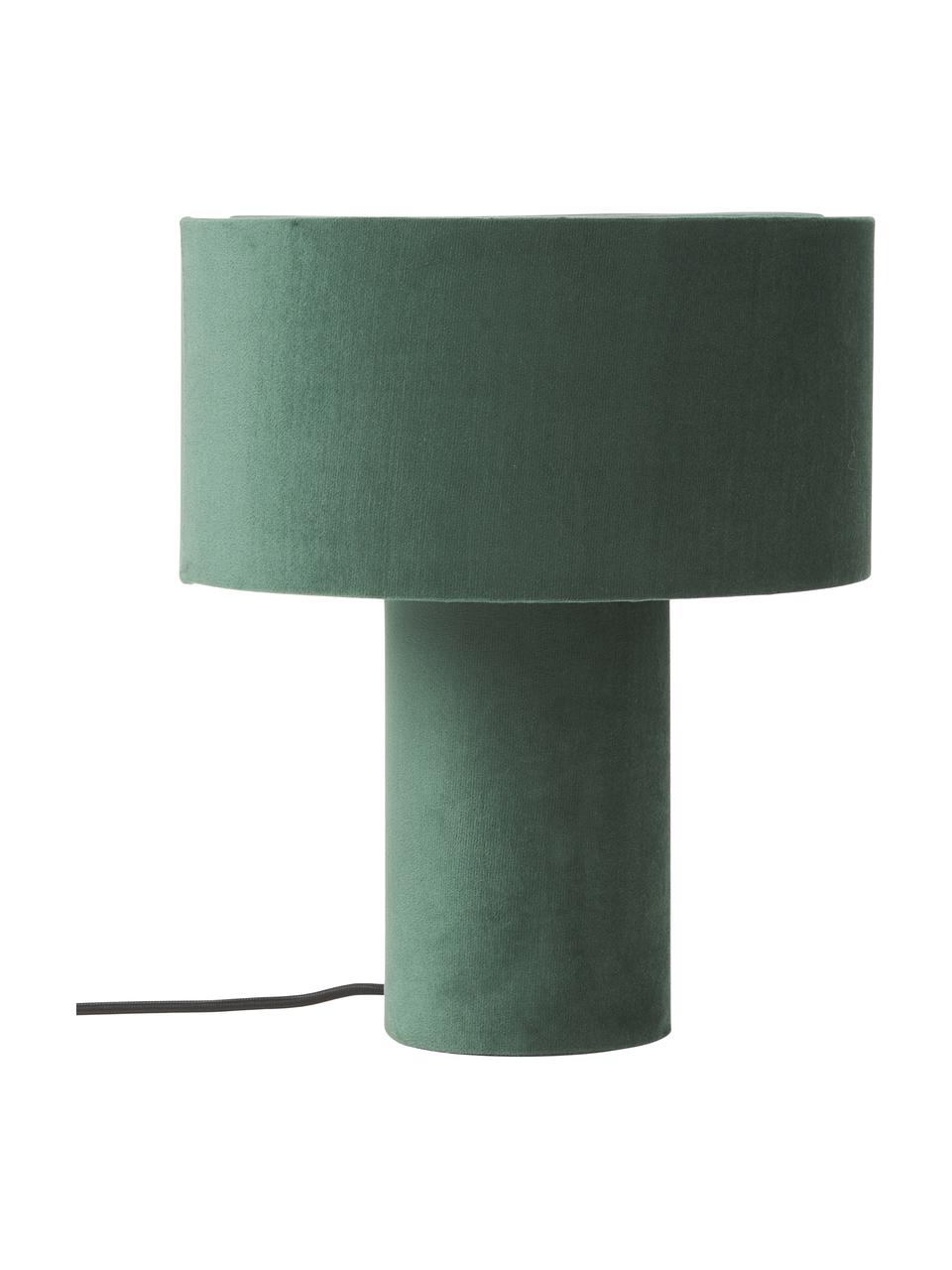 Lampe à poser en velours Ron, Velours vert foncé, Ø 30 x haut. 35 cm