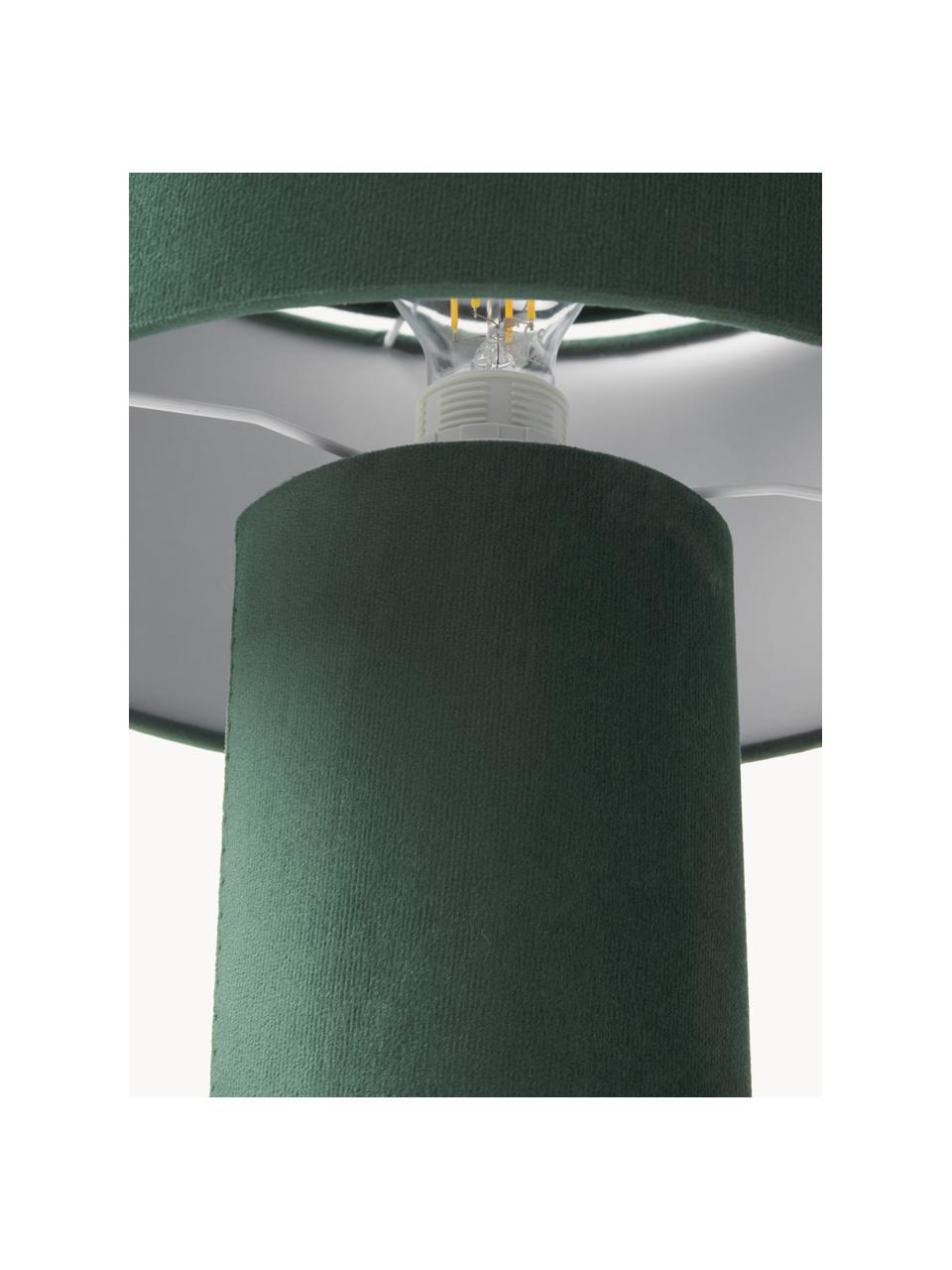 Lampada da tavolo in velluto Ron, Paralume: velluto (100% poliestere), Struttura: metallo verniciato a polv, Velluto verde scuro, Ø 30 x Alt. 35 cm
