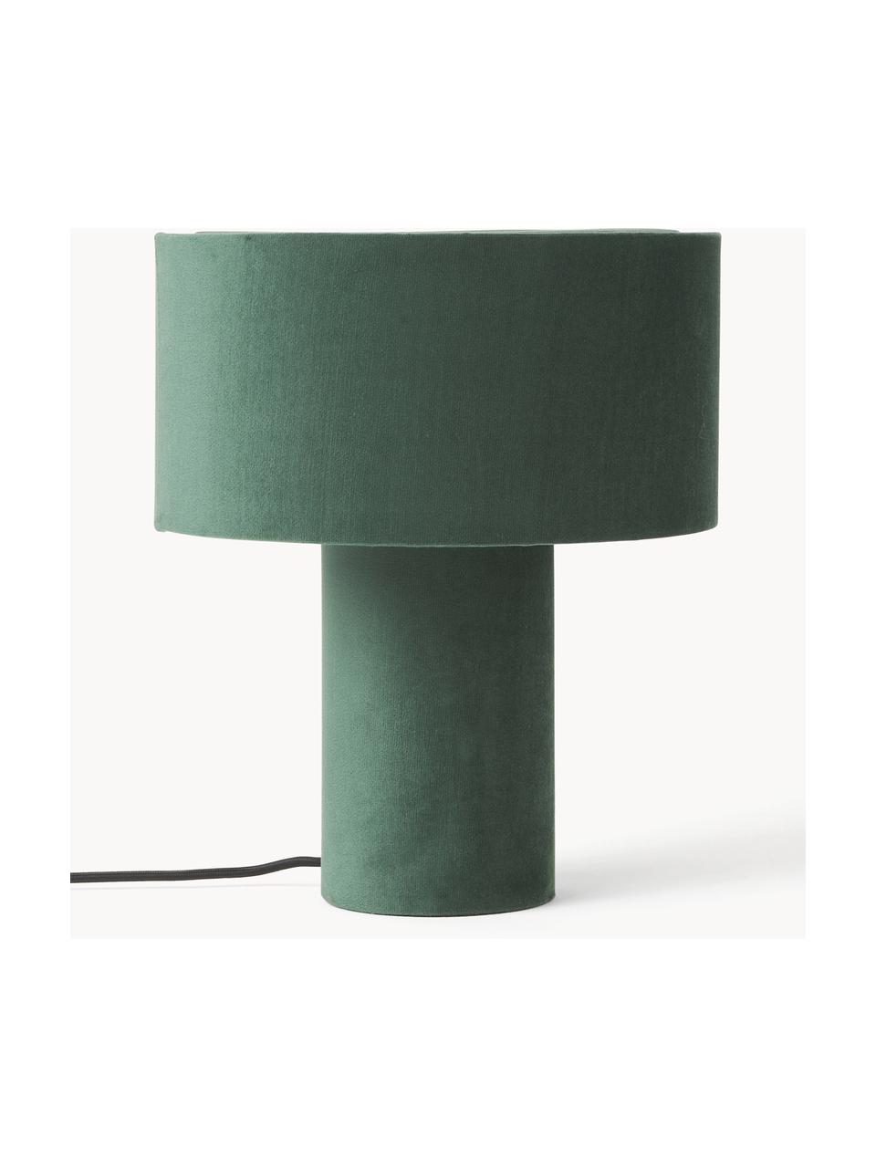 Lampe à poser en velours Ron, Velours vert foncé, Ø 30 x haut. 35 cm