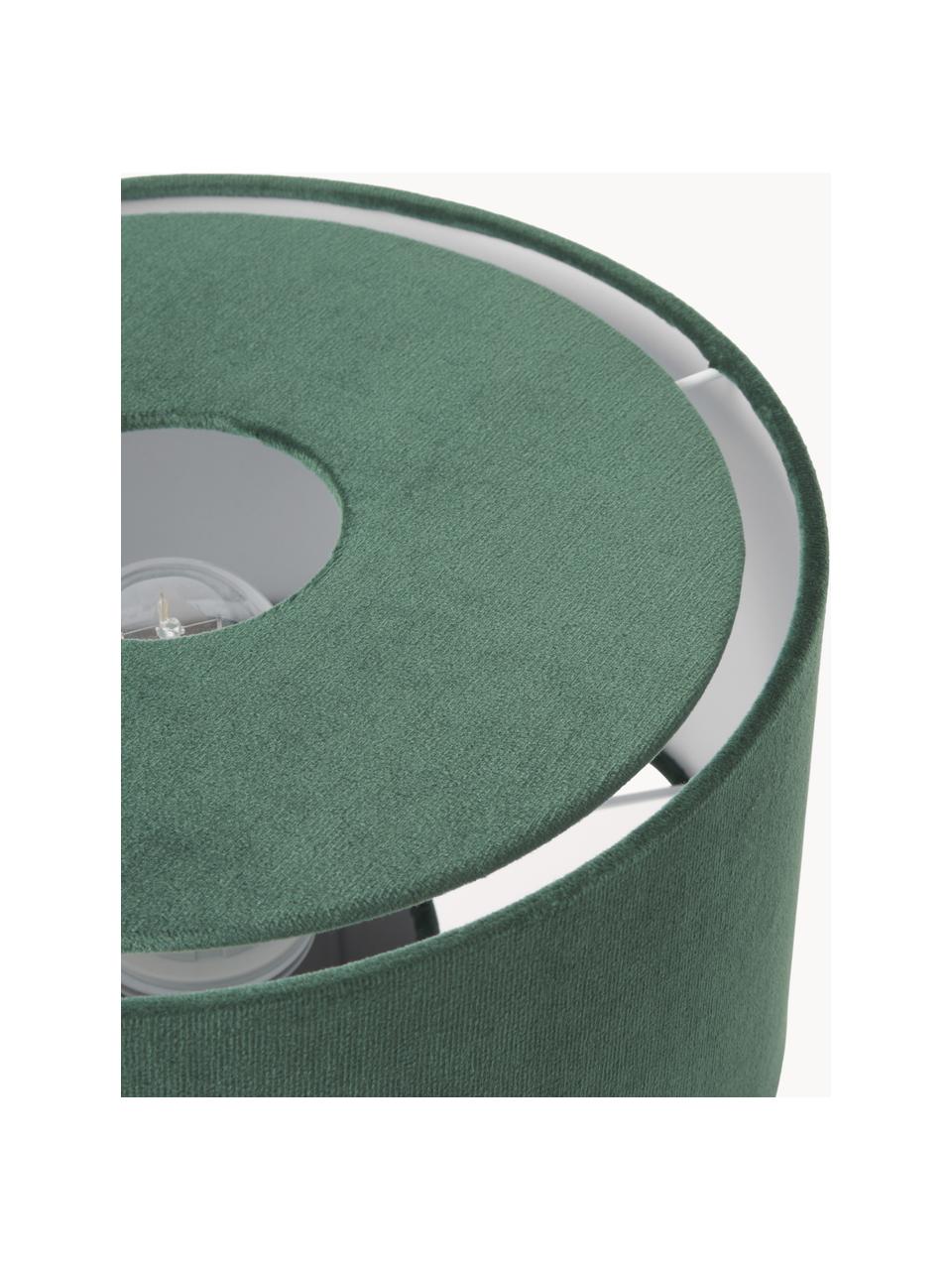 Lámpara de mesa de terciopelo Ron, Pantalla: terciopelo (100% poliéste, Estructura: metal con pintura en polv, Cable: cubierto en tela, Terciopelo verde oscuro, Ø 30 x Al 35 cm