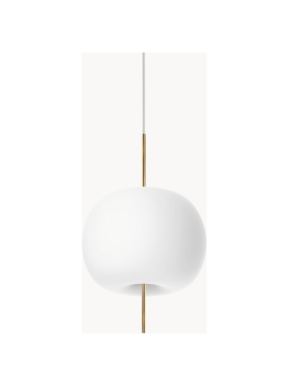 Lampada a sospensione Kushi, Struttura: metallo rivestito, Paralume: vetro soffiato, Dorato, Ø 16 x Alt. 26 cm