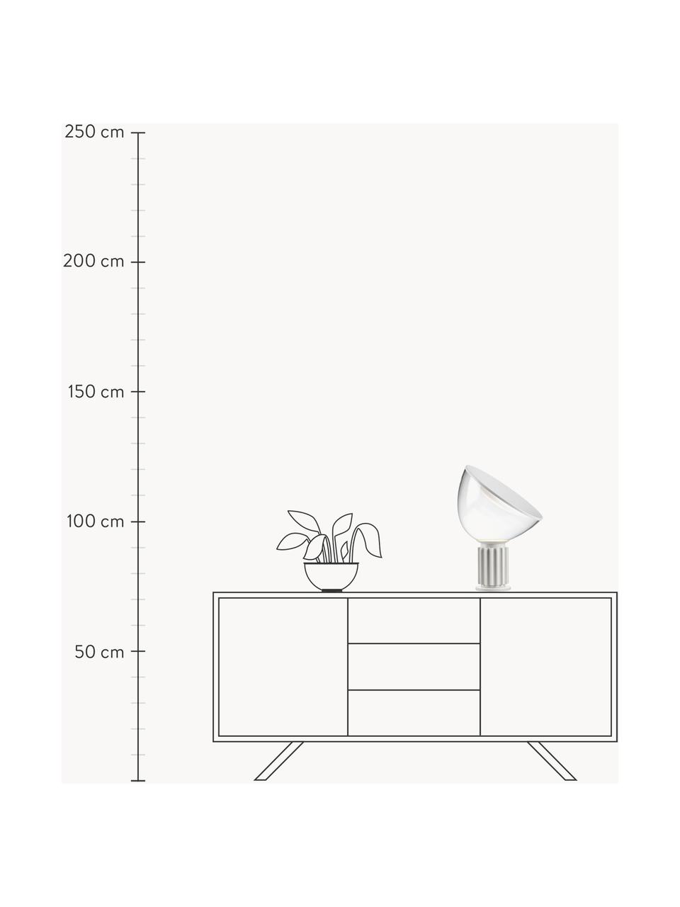 Lámpara de mesa LED regulable soplada Taccia Small, Pantalla: vidrio, Estructura: plástico, metal recubiert, Blanco, Ø 37 x Al 49 cm