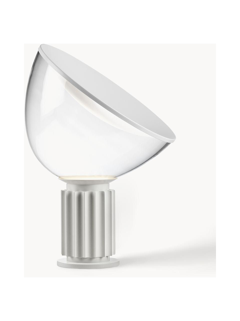 Lámpara de mesa LED artesanal regulable Taccia Small, Pantalla: vidrio, Estructura: plástico, metal recubiert, Blanco, Ø 37 x Al 49 cm