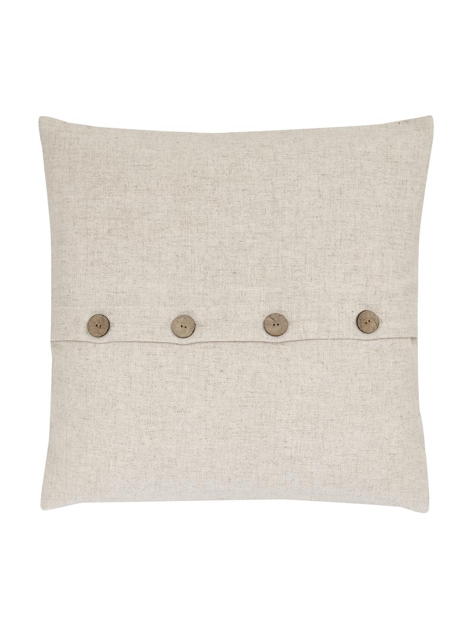 Housse de coussin 45x45 Blanche, 60 % polyester, 25 % coton, 15 % lin, Beige, larg. 45 x long. 45 cm