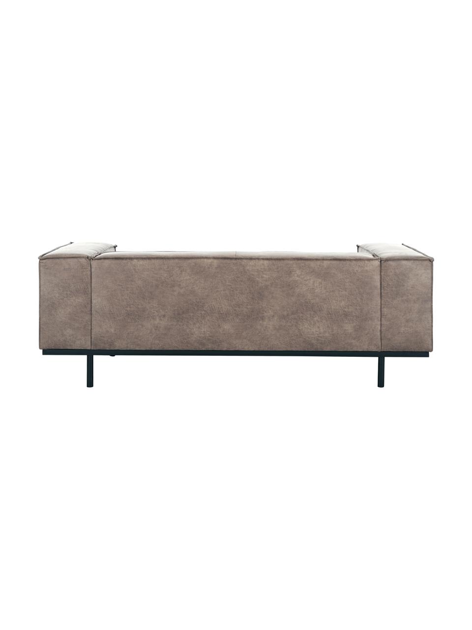 Leder-Sofa Abigail (2-Sitzer) in Braungrau mit Metall-Füssen, Bezug: Lederfaserstoff (70% Lede, Beine: Metall, lackiert, Leder Braungrau, B 190 x T 95 cm