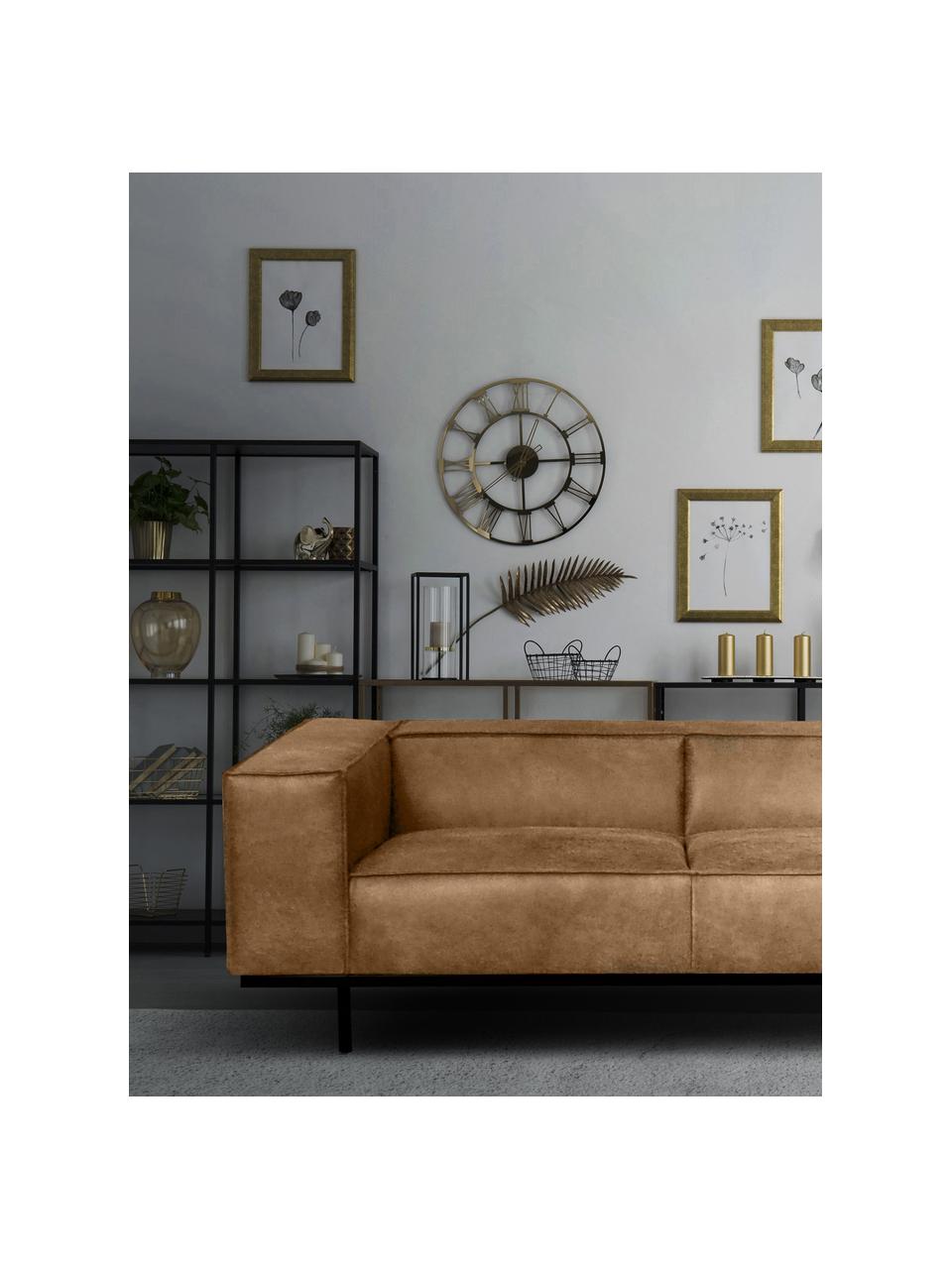 Leder-Sofa Abigail (2-Sitzer) in Braungrau mit Metall-Füßen, Bezug: Lederfaserstoff (70% Lede, Beine: Metall, lackiert, Leder Hellbraun, B 190 x T 95 cm