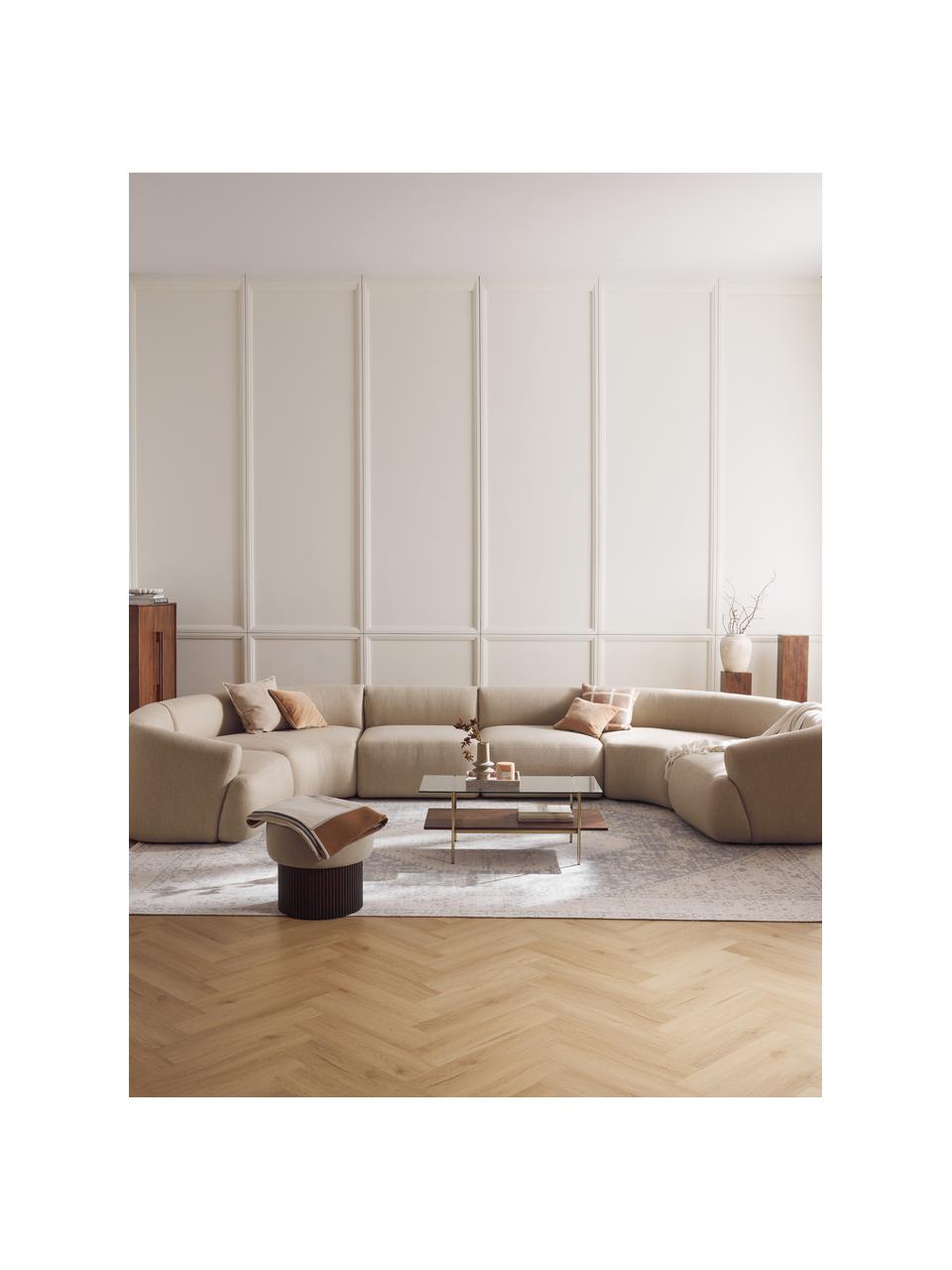 Divano componibile XL in teddy Sofia, Rivestimento: 100% poliestere Il rivest, Struttura: legno di abete rosso, tru, Piedini: plastica Il materiale uti, Tessuto beige chiaro, Larg. 450 x Prof. 231 cm