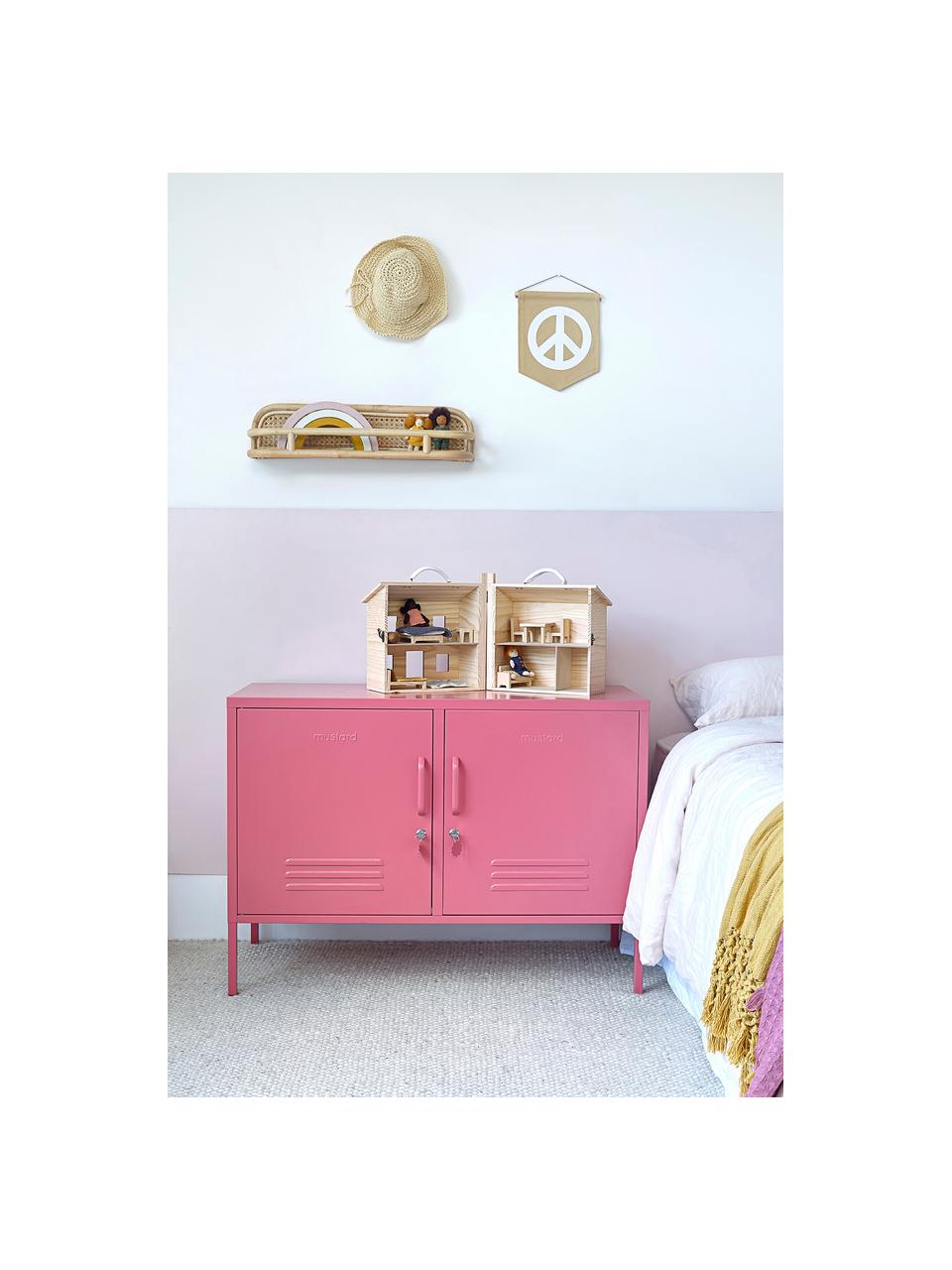 Credenza in metallo Lowdown, Acciaio verniciato a polvere, Rosa antico, Larg. 100 x Alt. 72 cm