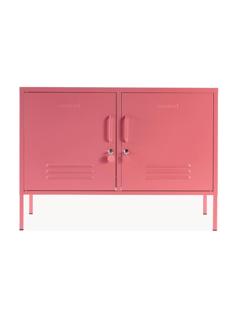 Credenza in metallo Lowdown, Acciaio verniciato a polvere, Rosa antico, Larg. 100 x Alt. 72 cm