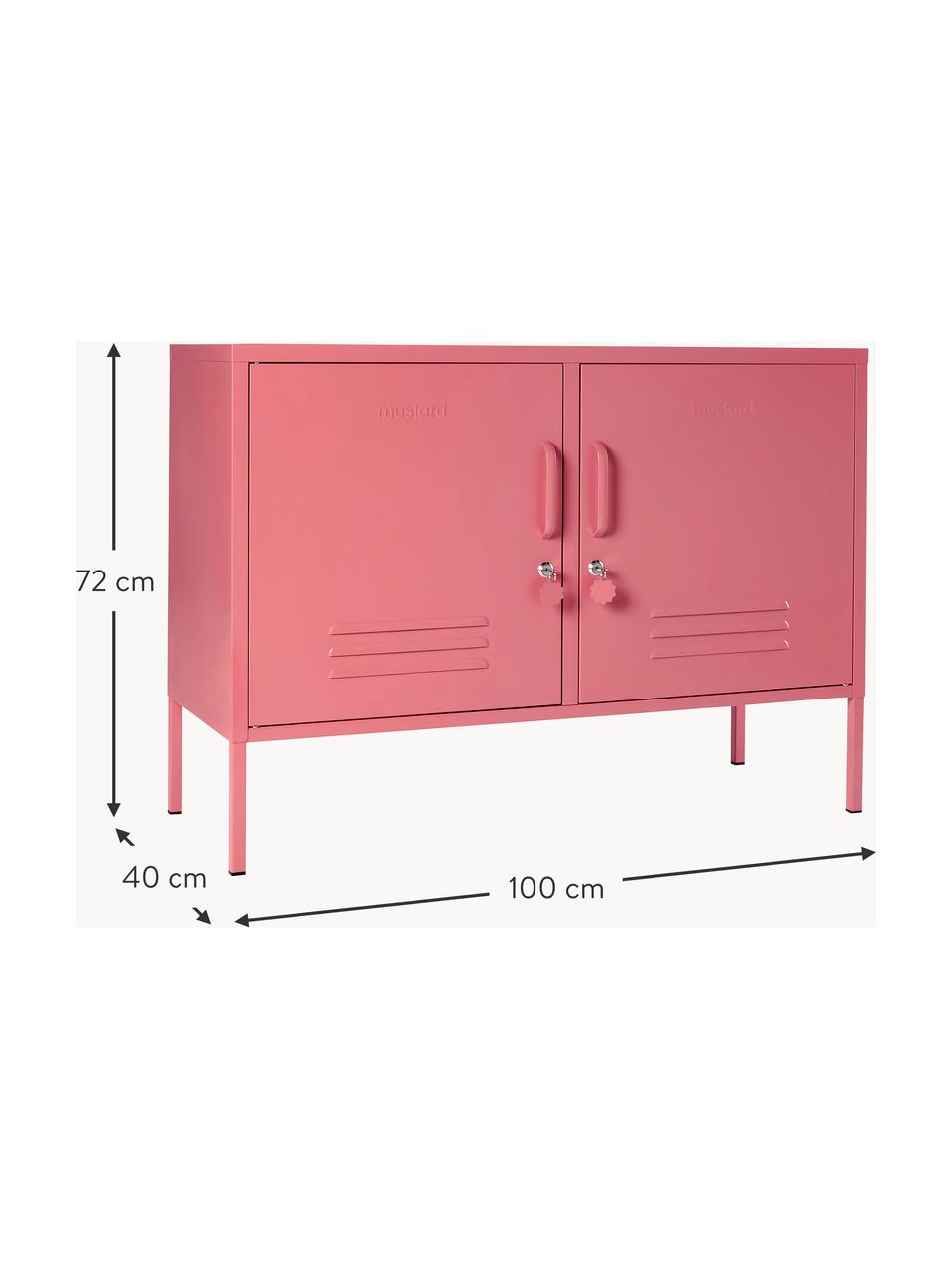 Credenza in metallo Lowdown, Acciaio verniciato a polvere, Rosa antico, Larg. 100 x Alt. 72 cm