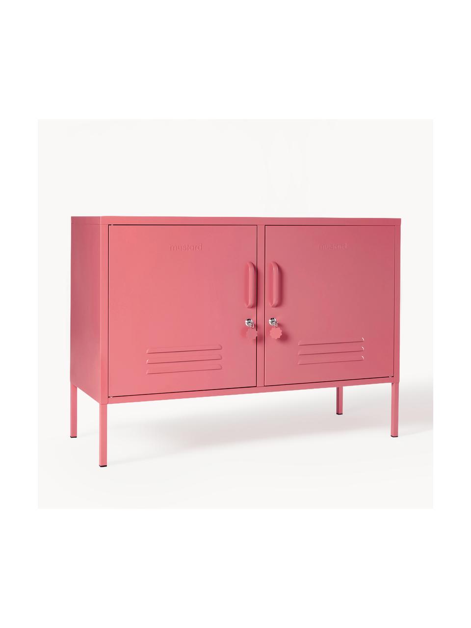 Credenza in metallo Lowdown, Acciaio verniciato a polvere, Rosa antico, Larg. 100 x Alt. 72 cm