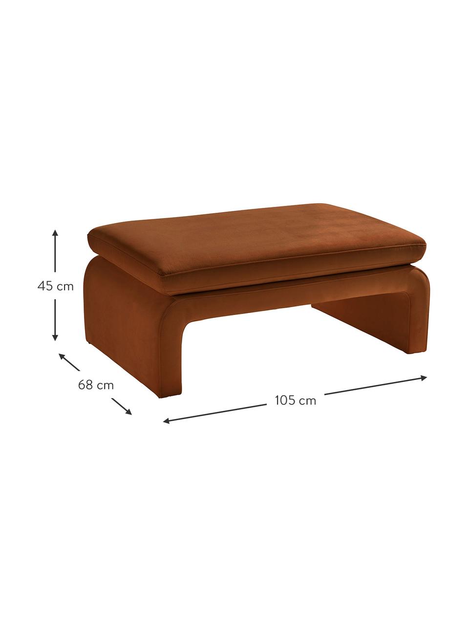 Fluwelen zitbank Mika in bruin, Bekleding: 100% polyester, Frame: grenenhout, FSC-gecertifi, Fluweel bruin, B 105 cm x H 45 cm
