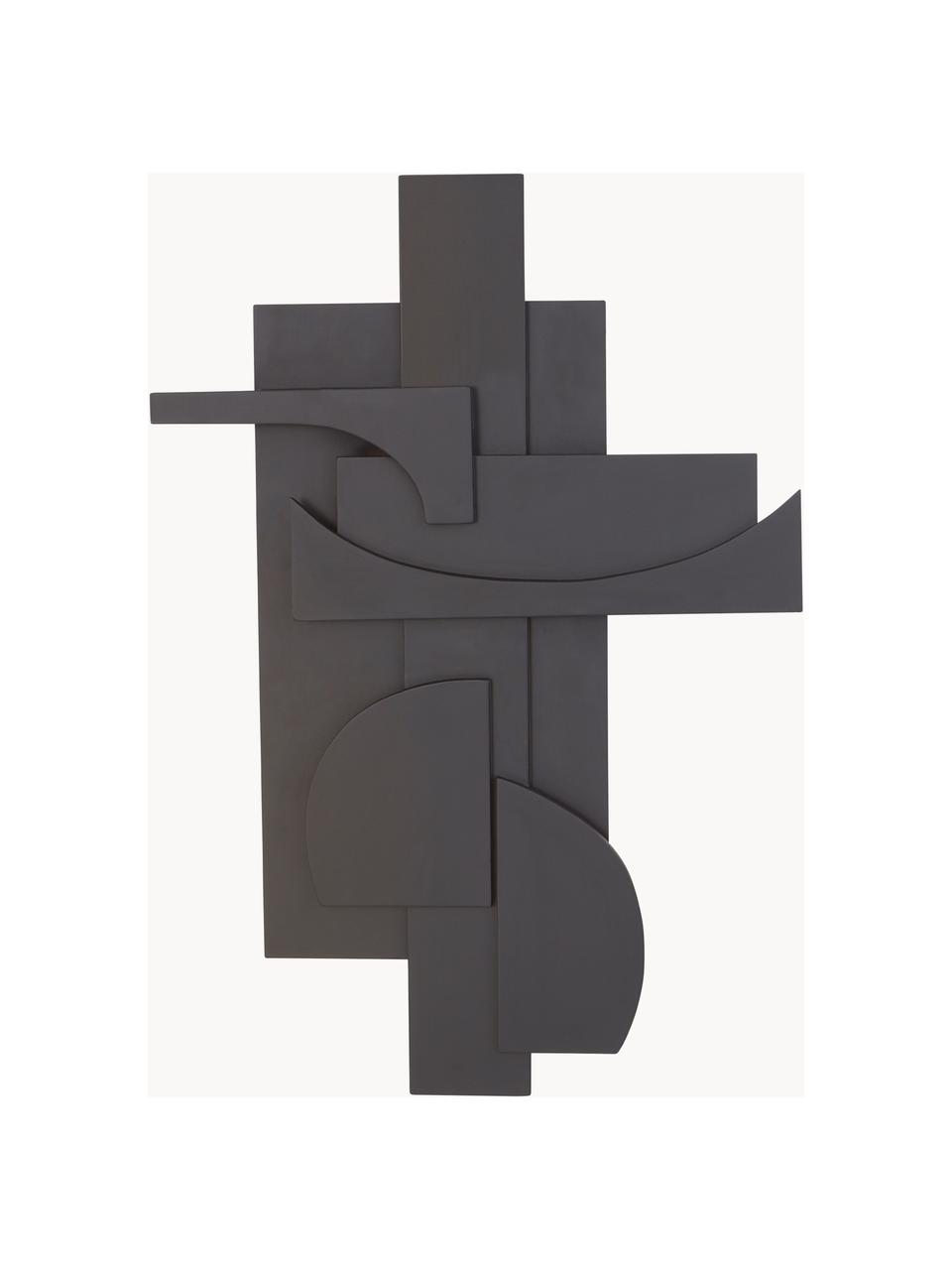 Dekoracja ścienna Pieces, Drewno naturalne, Czarny, S 45 x W 65 cm