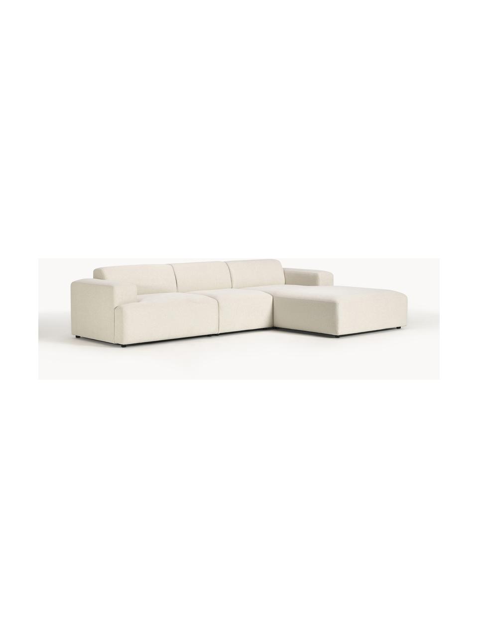 Ecksofa Melva (4-Sitzer), Bezug: 100 % Polyester Der strap, Gestell: Massives Kiefern- und Fic, Webstoff Off White, B 319 x T 195 cm, Eckteil links