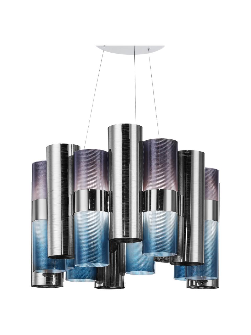 Stmívatelná závěsné LED svítidlo La Lollo, Chromová, modrá, fialová, Ø 48 cm, V 35 cm