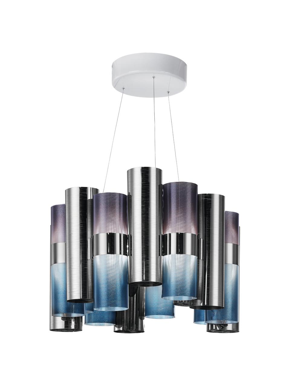 Stmievateľná závesná LED lampa La Lollo, Odtiene chrómovej, modrá, fialová, Ø 48 x V 35 cm
