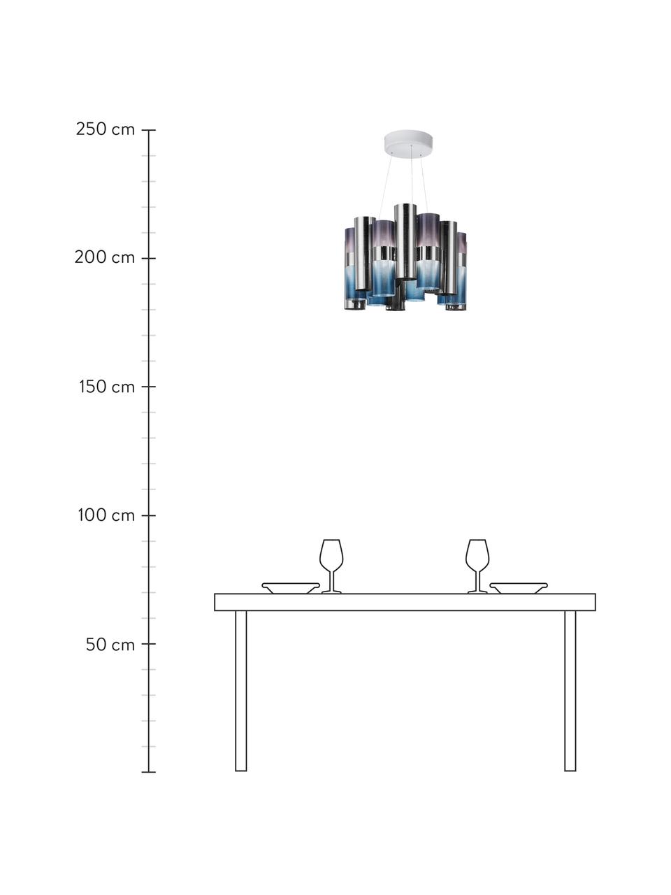 Suspension LED design La Lollo, Couleur chrome, bleu, lilas, Ø 48 x haut. 35 cm