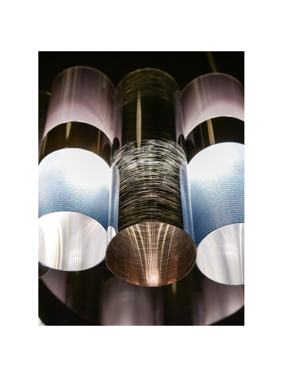 Lampa wisząca LED z tworzywa sztucznego z funkcją przyciemniania La Lollo, Odcienie chromu, niebieski, szary, Ø 48 x W 35 cm