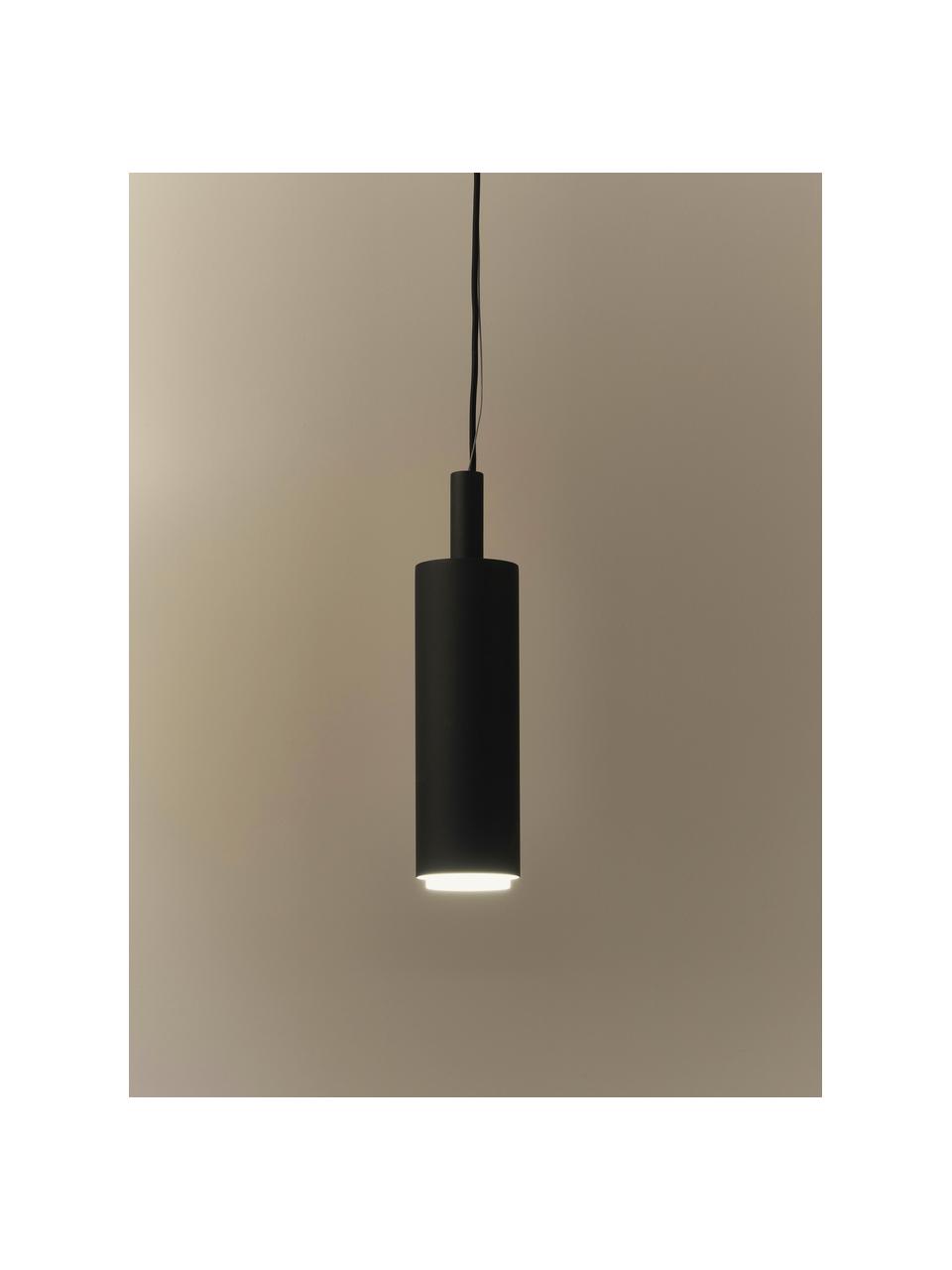 LED hanglamp Jari van metaal, Lampenkap: metaal, gepoedercoat, opg, Diffuser: acryl, Zwart, Ø 10 x H 40 cm