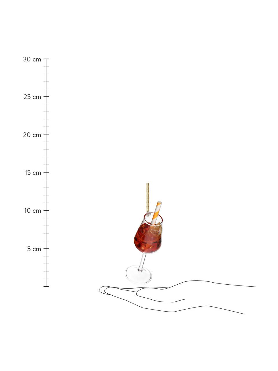 Adorno navideño Cocktail Glass, Vidrio, Transparente, naranja, Ø 4 x Al 13 cm