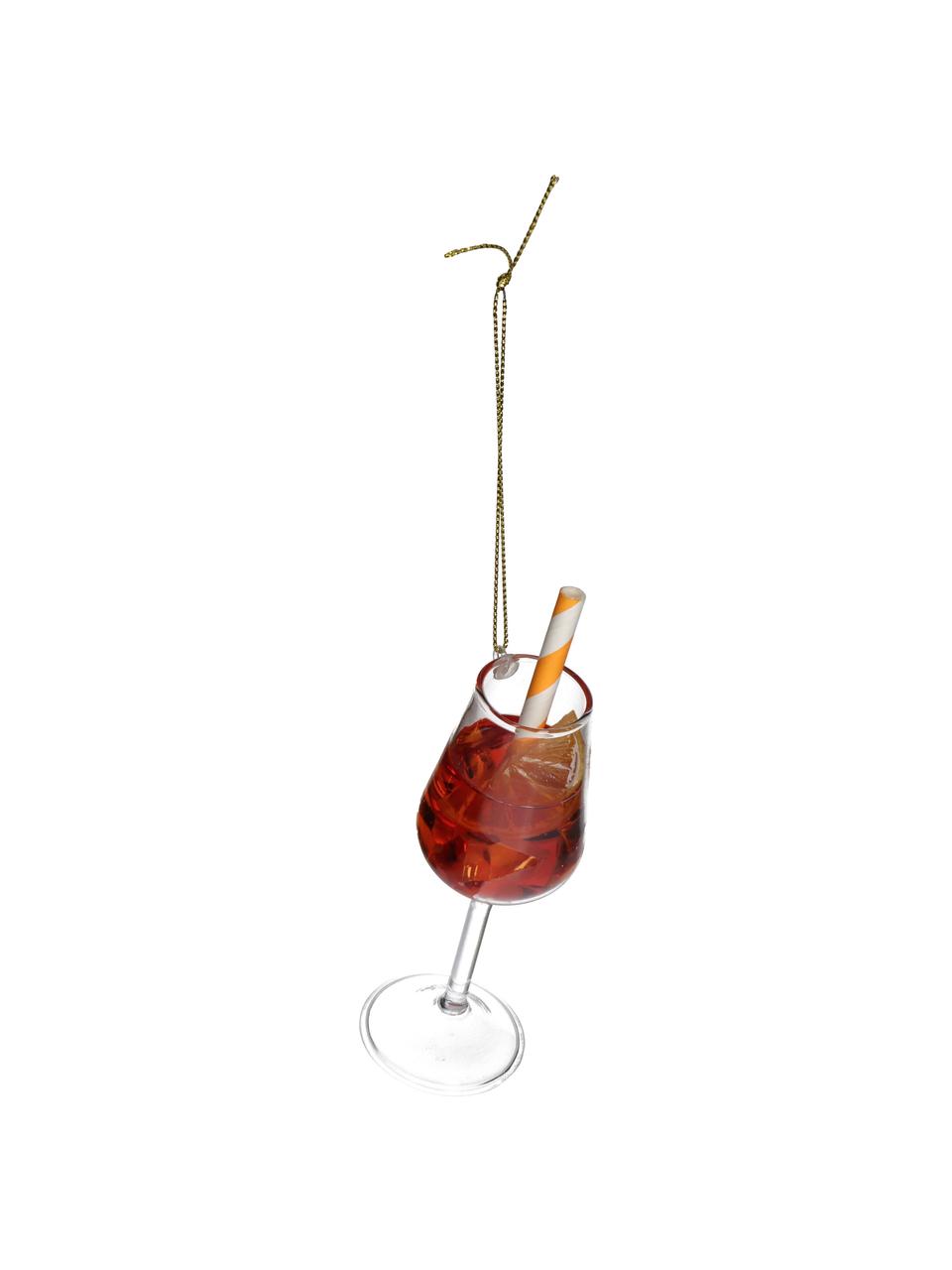 Adorno navideño Cocktail Glass, Vidrio, Transparente, naranja, Ø 4 x Al 13 cm