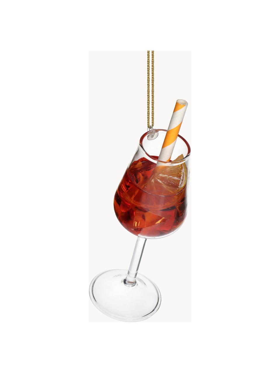 Adorno navideño Cocktail Glass, Vidrio, Transparente, naranja, Ø 4 x Al 13 cm