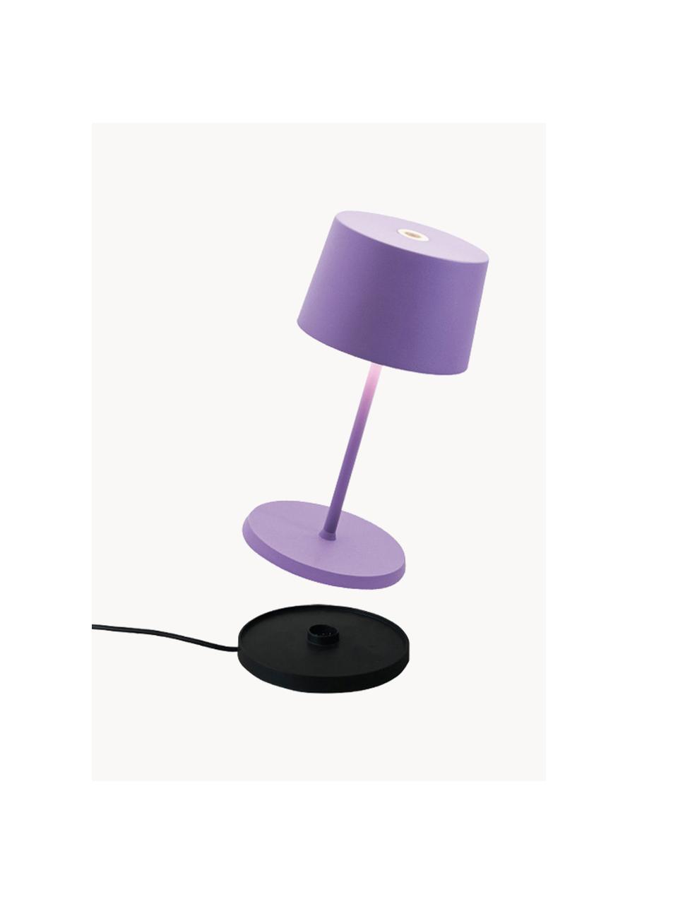 Lámpara de mesa LED móvil regulable Olivia Pro, Lámpara: aluminio recubierto Cable, Lila, Ø 11 x Al 22 cm
