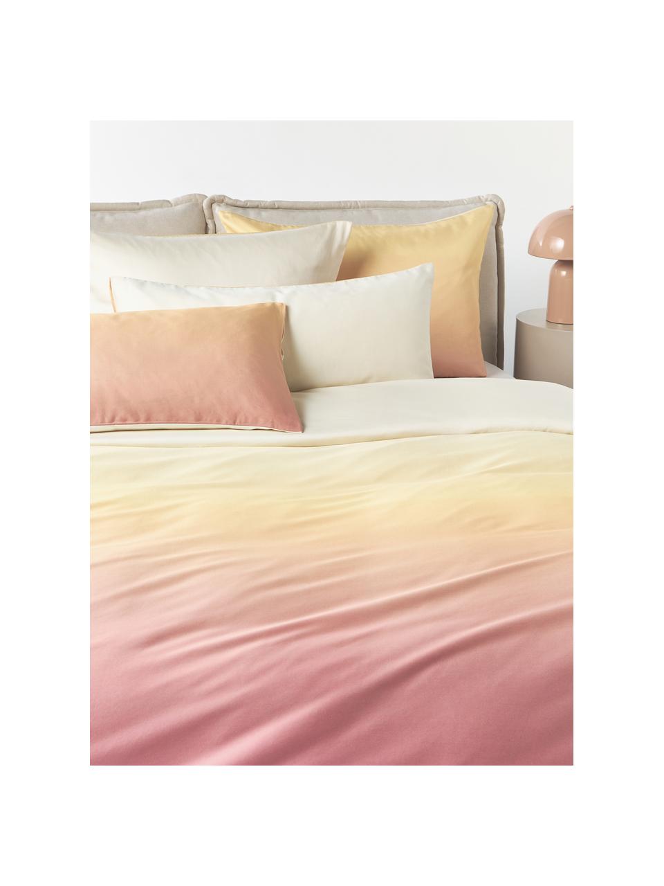 Funda de almohada de satén Jania, Tonos de rosa y amarillo, An 45 x L 110 cm