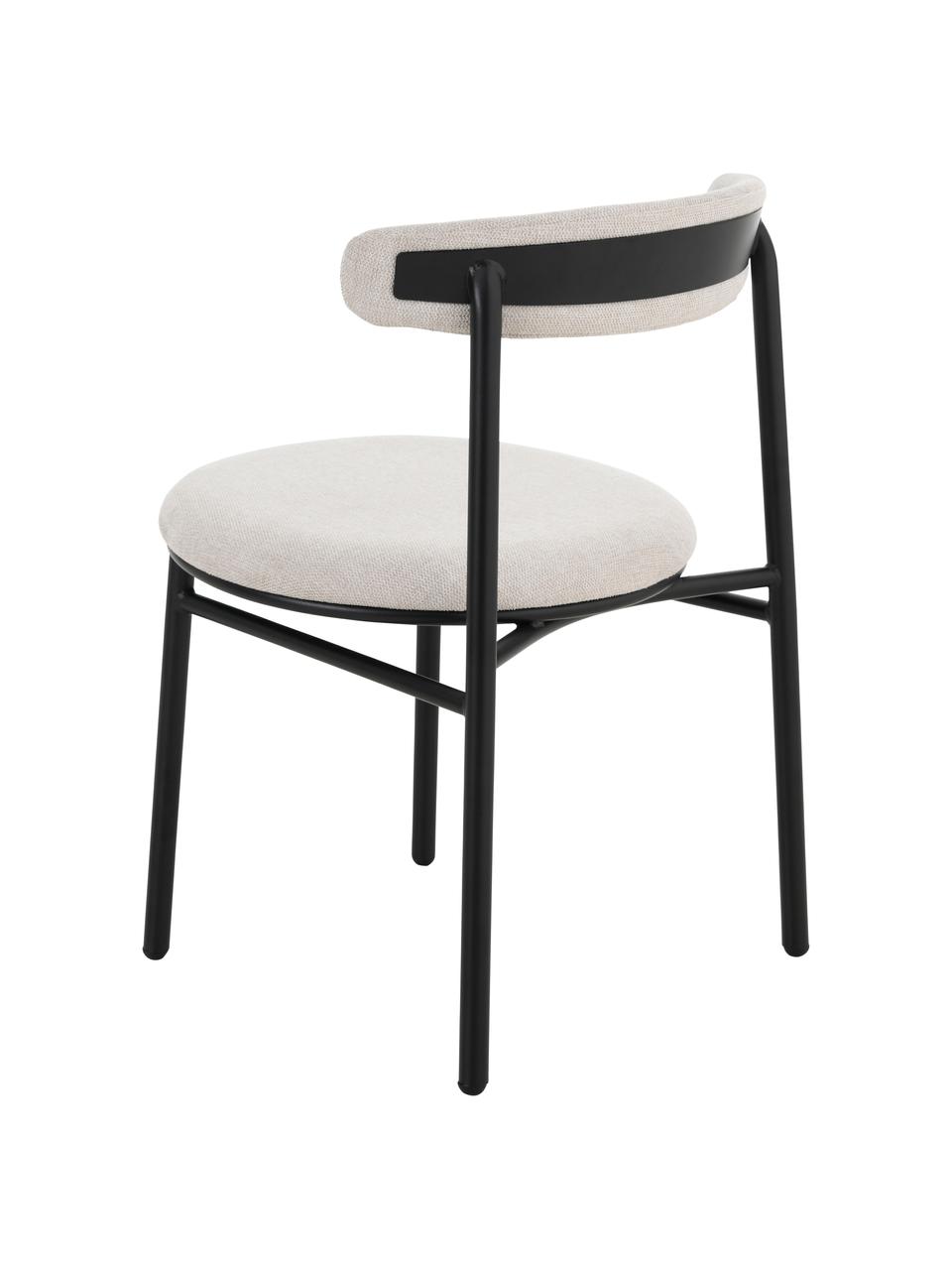 Gestoffeerde stoelen Doggi in crèmekleur, 2 stuks, Bekleding: 100% polyester, Poten: gecoat metaal, Stof crèmekleurig, B 47 cm x D 50 cm