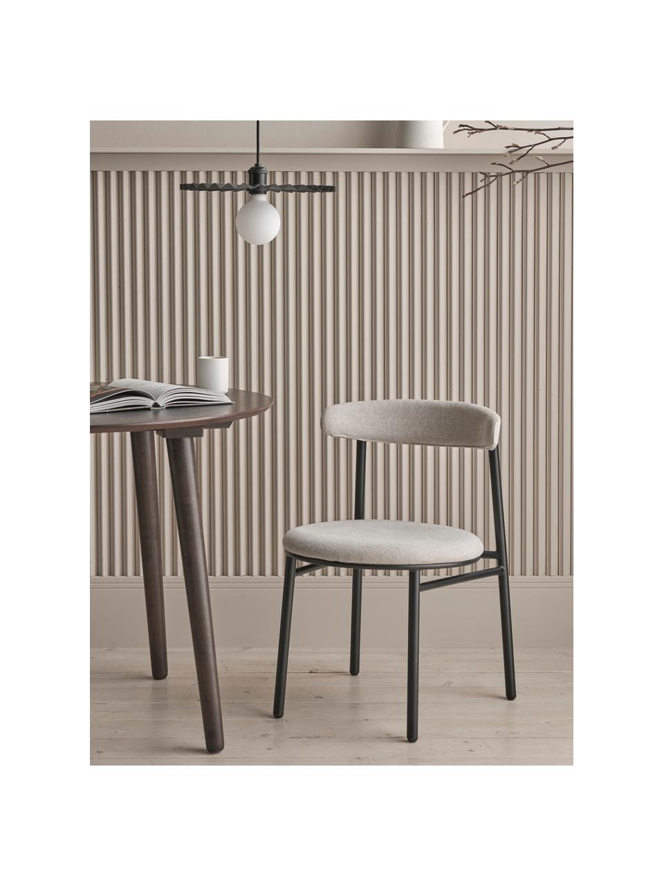 Gestoffeerde stoelen Doggi, 2 stuks, Bekleding: 100% polyester, Poten: gecoat metaal, Geweven stof lichtbeige, B 47 cm x D 50 cm