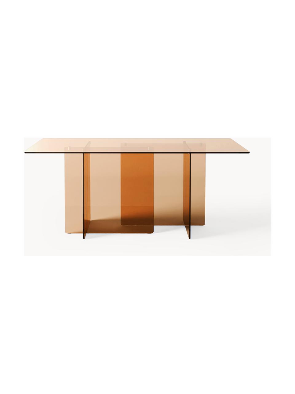 Mesa de comedor de vidrio Anouk, 180 x 90 cm, Vidrio, Marrón, An 180 x Al 90 cm