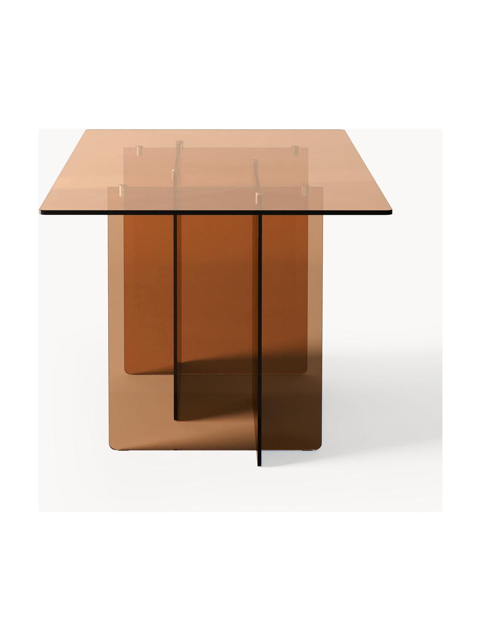 Mesa de comedor de vidrio Anouk, 180 x 90 cm, Vidrio, Marrón, An 180 x Al 90 cm