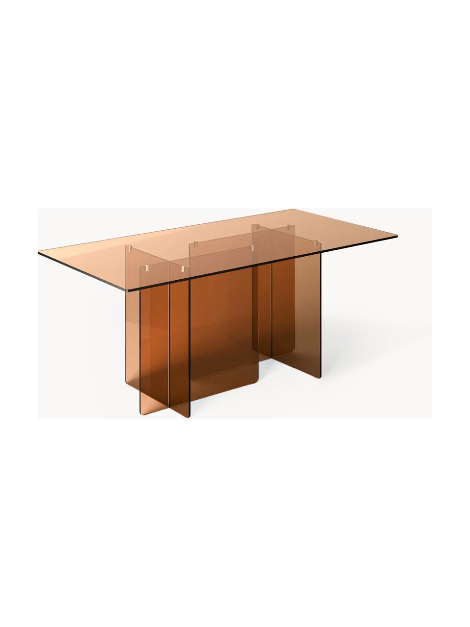 Table en verre Anouk, 180 x 90 cm, Verre, Brun, transparent, larg. 180 x haut. 90 cm