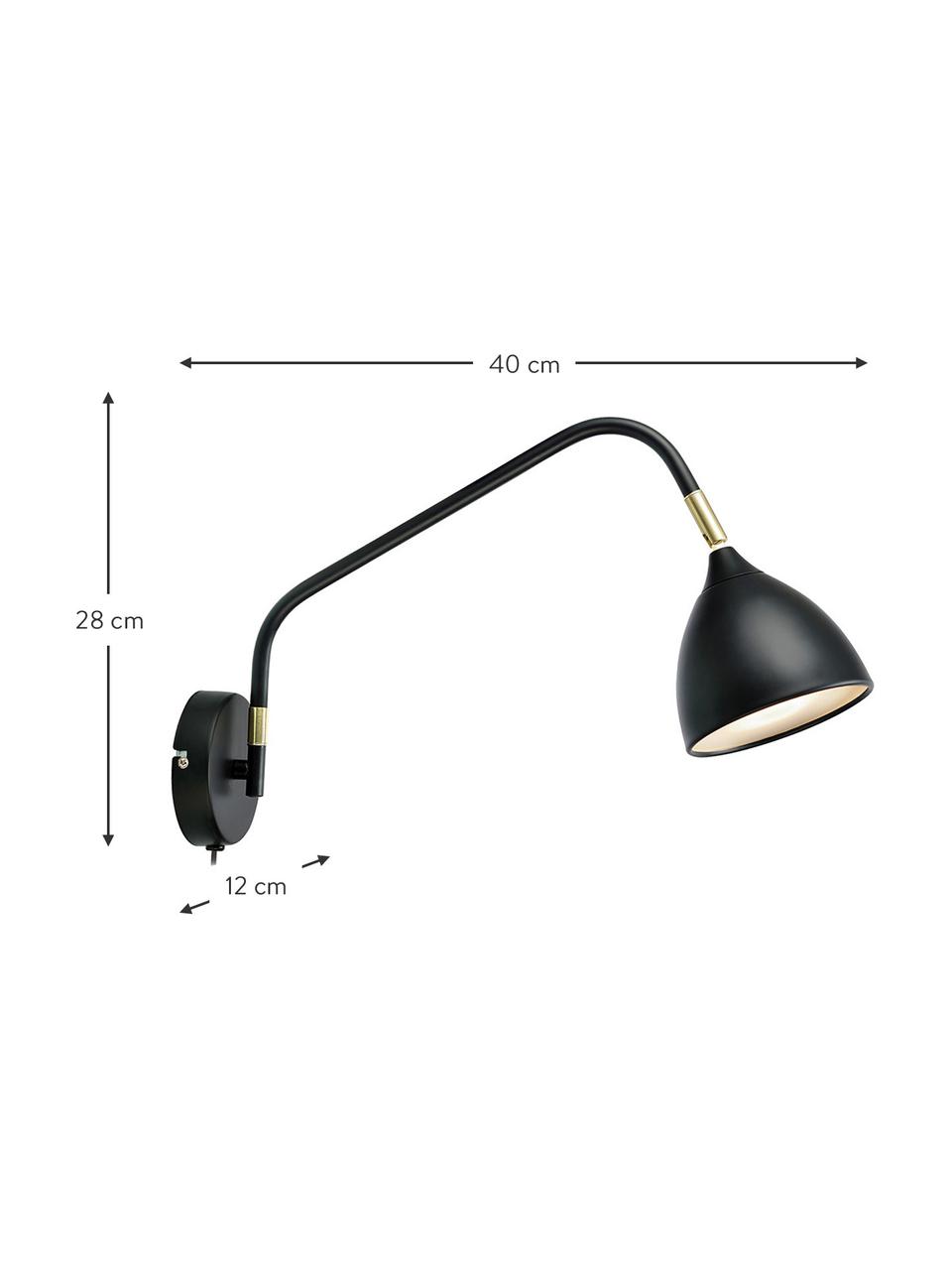 Aplique grande orientable Valencia, con enchufe, Pantalla: metal recubierto, Negro, F 40 x Al 28 cm
