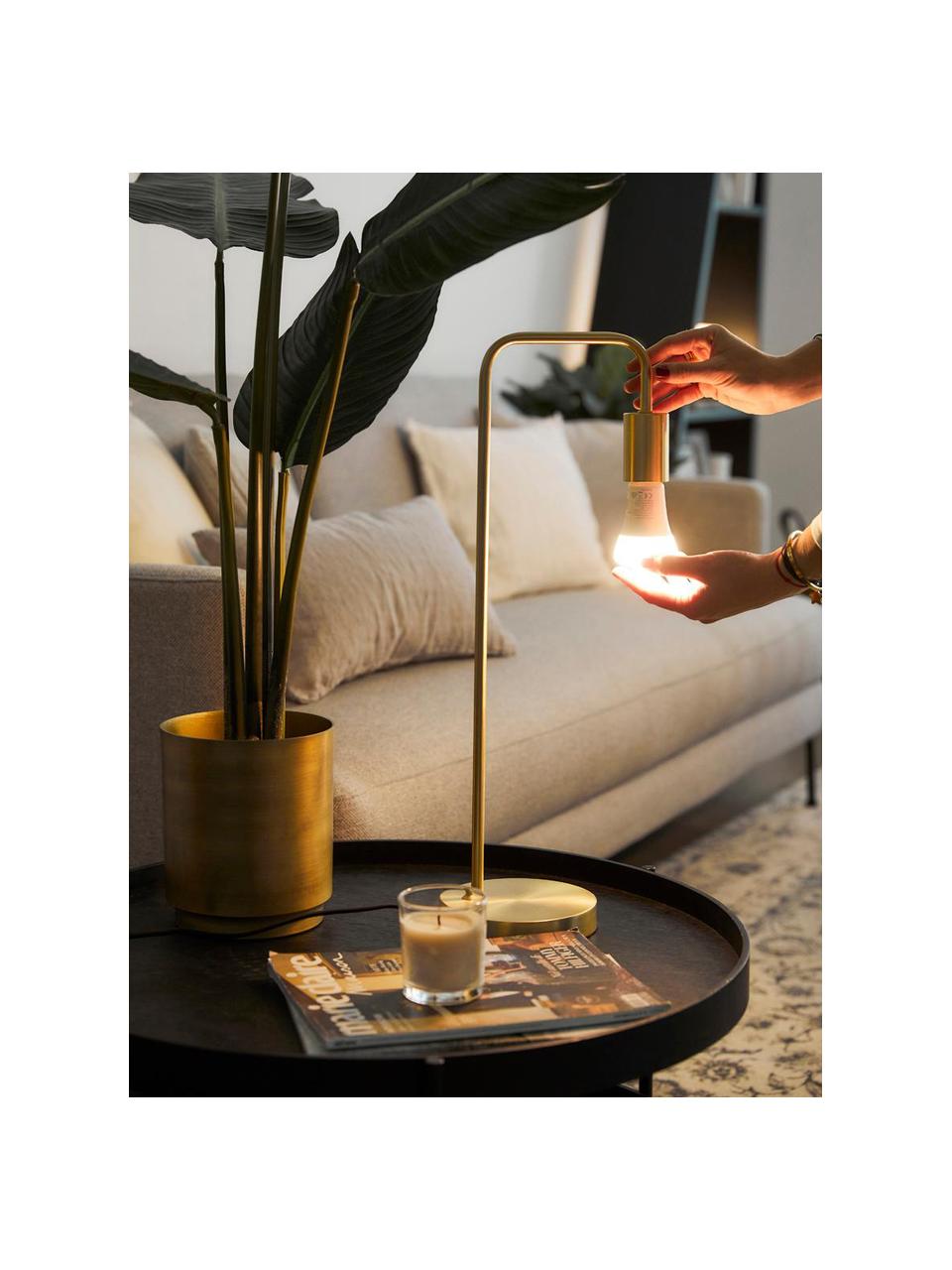 Lampa biurkowa z metalu Flow, Odcienie mosiądzu, S 18 x W 57 cm