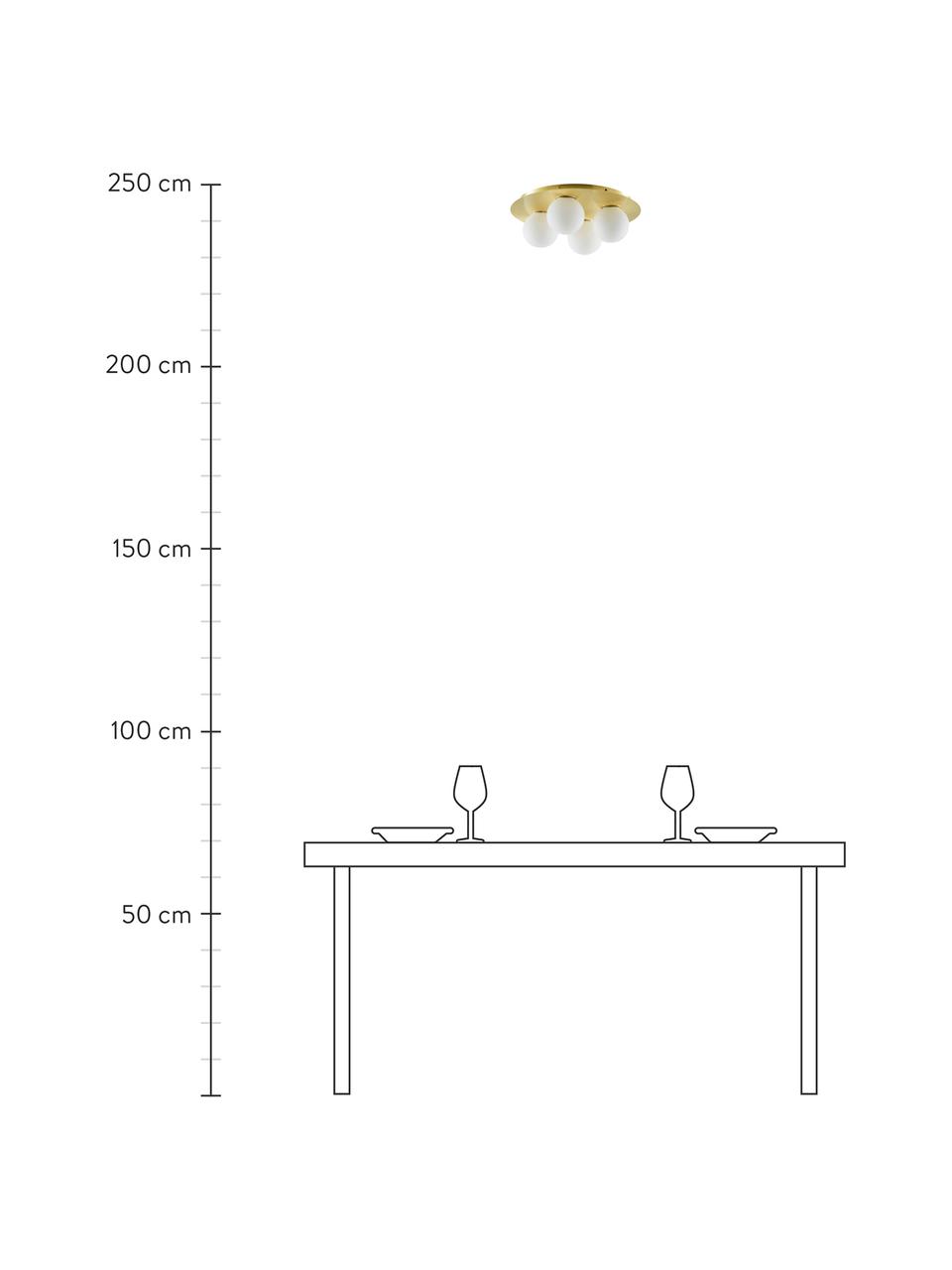 Lampa sufitowa ze szkła opalowego Hitch, Osłona mocowania sufitowego i oprawa: mosiądz, matowy Klosz: biały, Ø 36 x W 12 cm