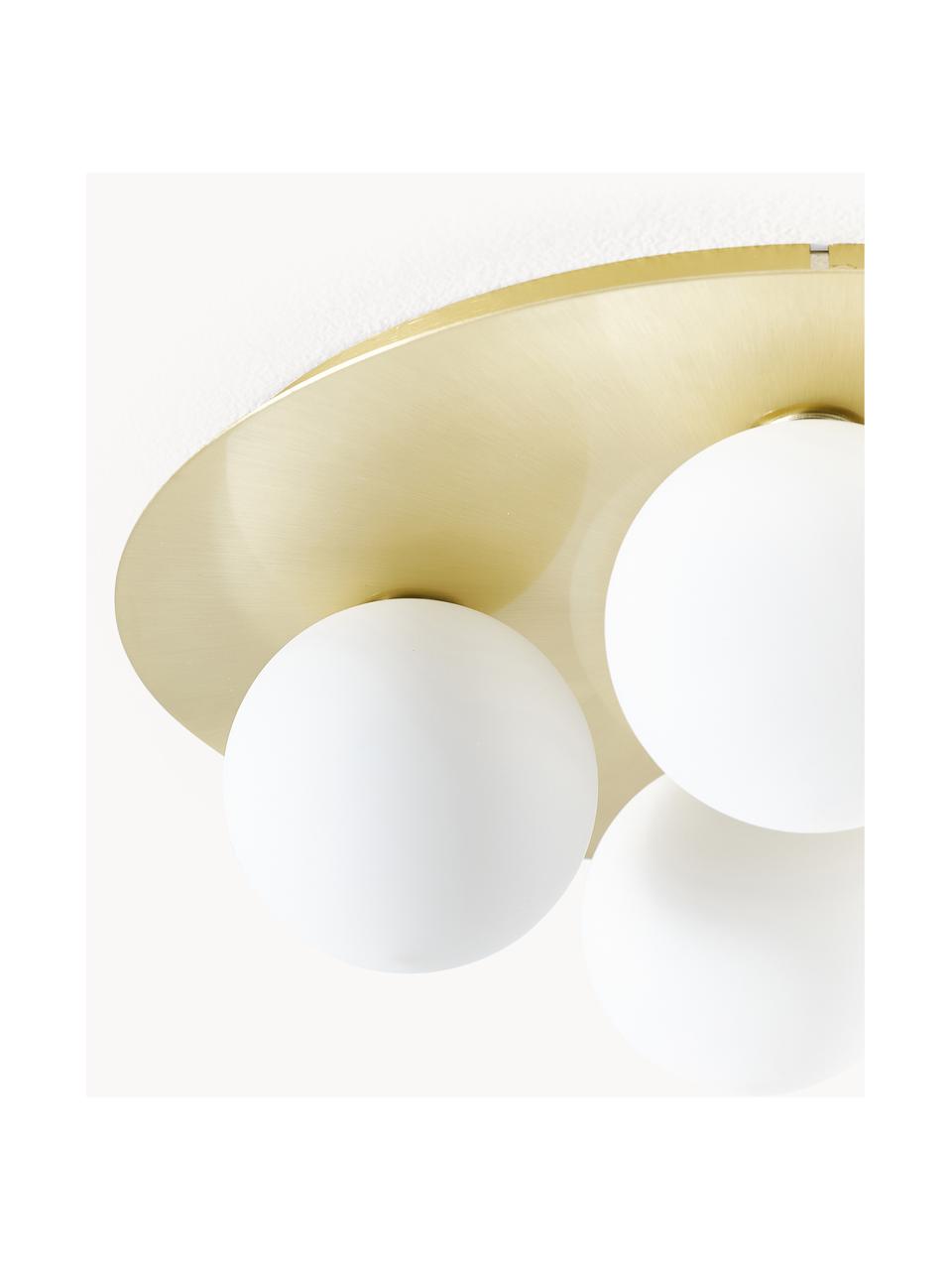 Plafondlamp Hitch van opaalglas, Wit, goudkleurig, B 36 x H 12 cm