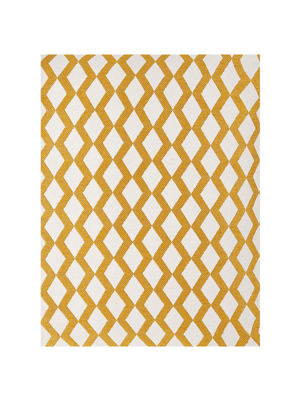 Federa arredo a fantasia Matteo, 51% viscosa, 25% poliestere, 15% lino, 9% cotone, Giallo, bianco latteo, Larg. 40 x Lung. 40 cm