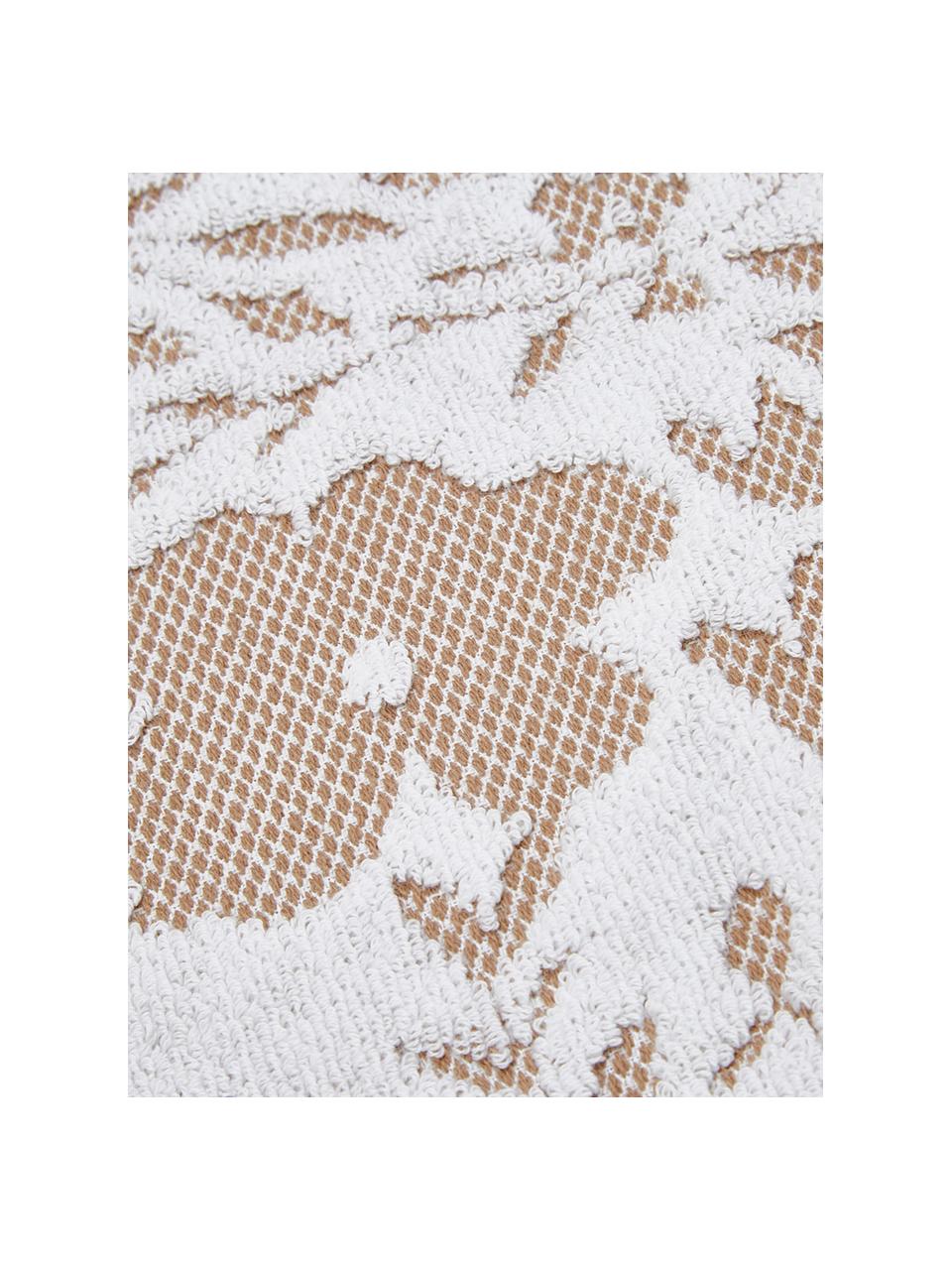Handtuch Matiss in verschiedenen Größen, mit floralem Hoch-Tief-Muster, Taupe, gemustert, Handtuch, B 50 x L 100 cm