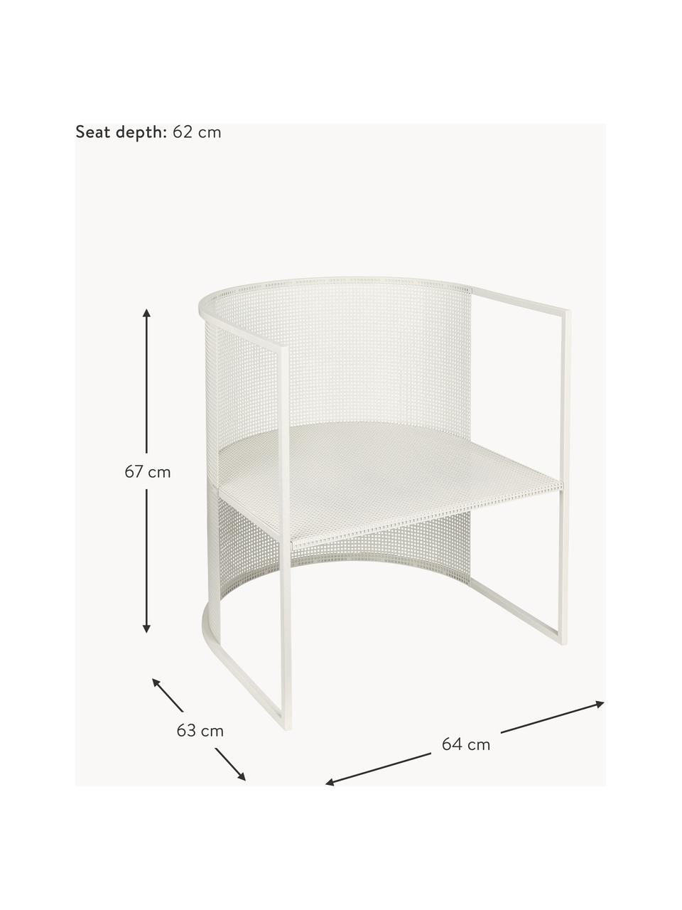 Fotel ogrodowy Bauhaus, Stal malowana proszkowo, Kremowobiały, S 64 x T 63 cm