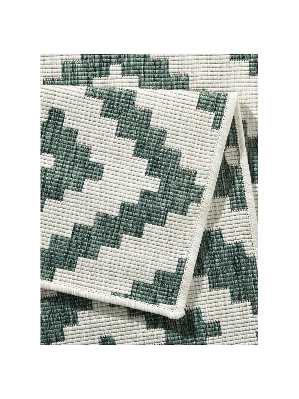 Tapis d'extérieur vert crème Malta, 100 % polypropylène, Blanc cassé, vert foncé, larg. 80 x long. 250 cm