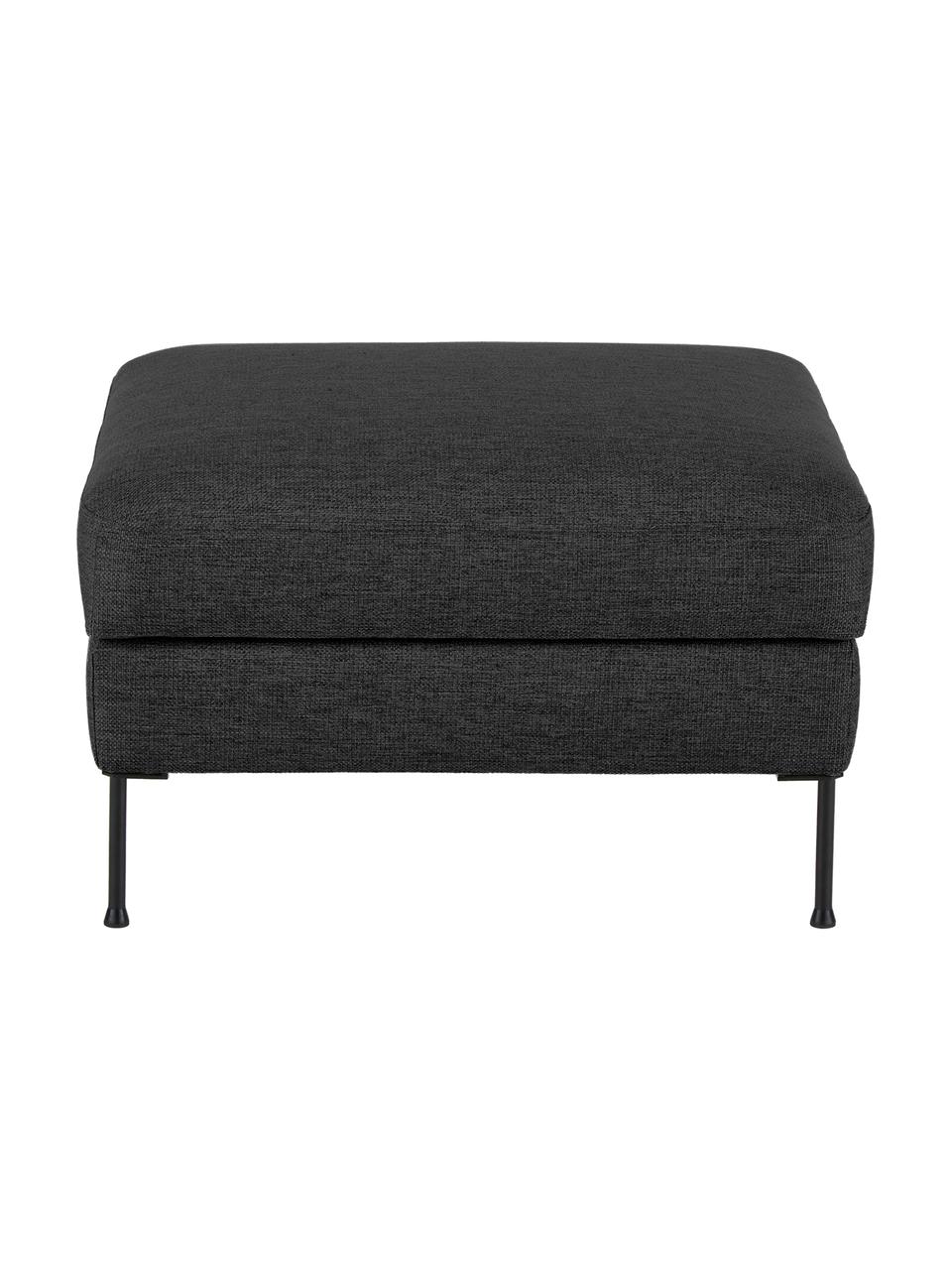 Reposapiés puf Cucita, con espacio de almacenamiento, Tapizado: tejido (poliéster) Alta r, Estructura: madera de pino maciza., Patas: metal pintado., Tejido gris antracita, An 75 x F 65 cm