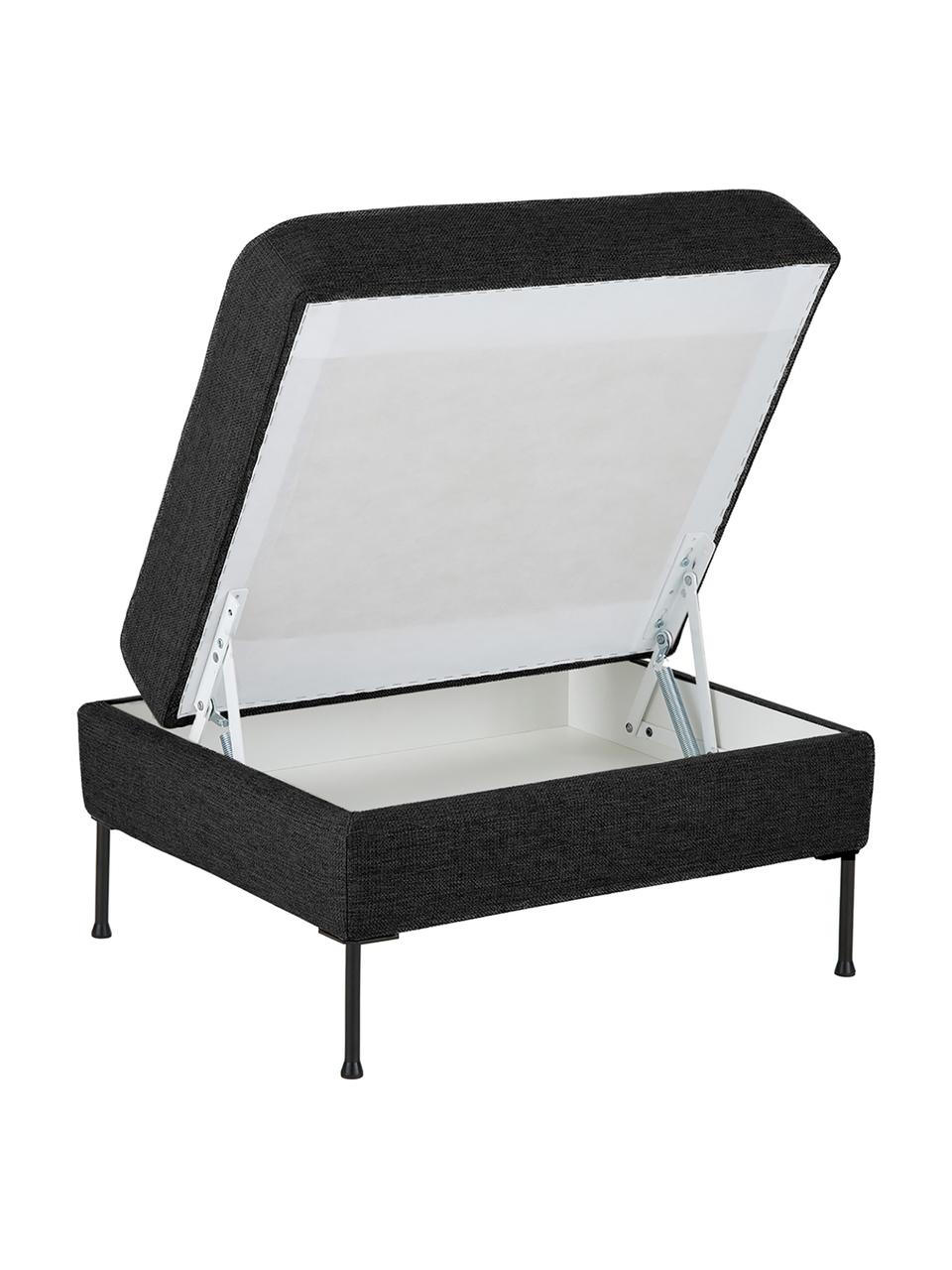 Pouf avec rangement Cucita, Tissu anthracite, larg. 75 x prof. 65 cm