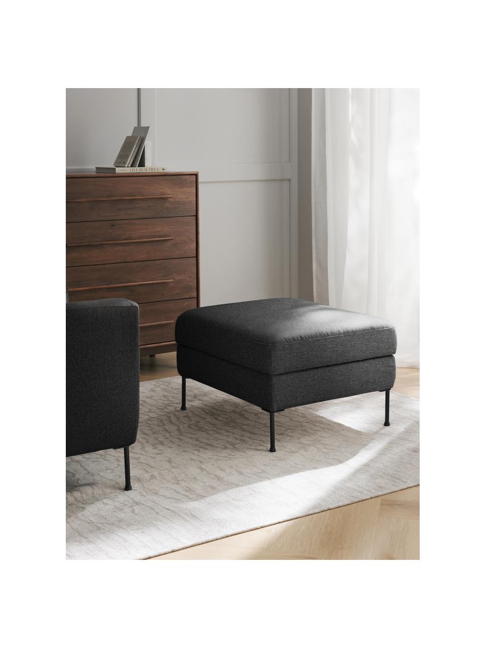 Pouf avec rangement Cucita, Tissu anthracite, larg. 75 x prof. 65 cm