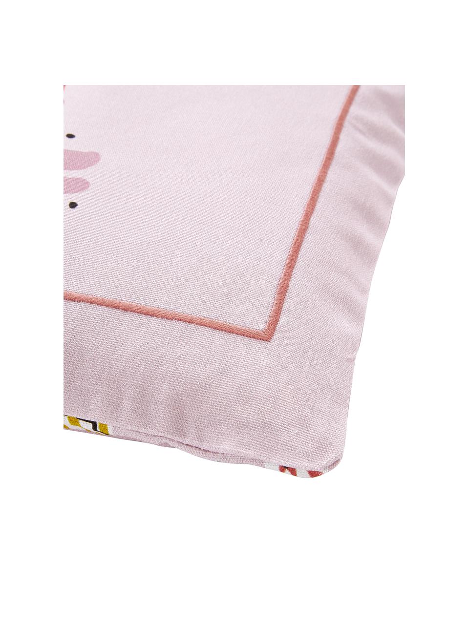 Omkeerbare kussenhoes Popp met kerstprint en borduursel, 100% katoen, Roze, meerkleurig, B 45 x L 45 cm