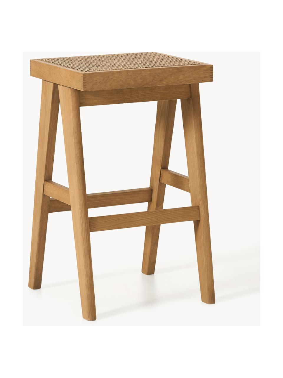 Tabouret de bar en cannage Sissi, Chêne clair, cannage beige clair, larg. 46 x haut. 75 cm