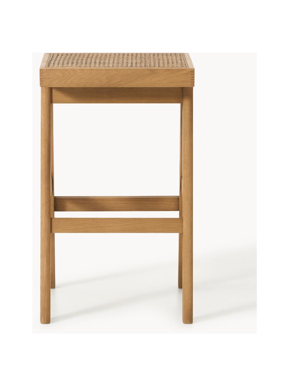 Tabouret de bar en cannage Sissi, Chêne clair, cannage beige clair, larg. 46 x haut. 75 cm